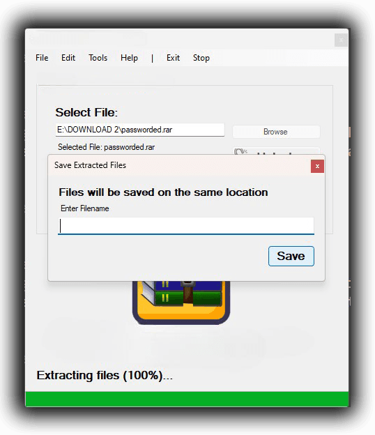 Screenshot of the user-friendly interface of Zip Unlocker™, showcasing its ease of use.