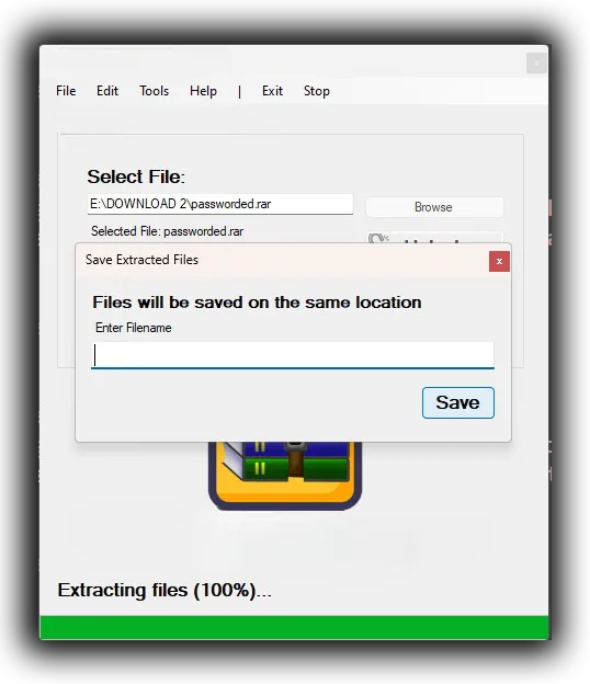 Screenshot of the user-friendly interface of Zip Unlocker™, showcasing its ease of use.