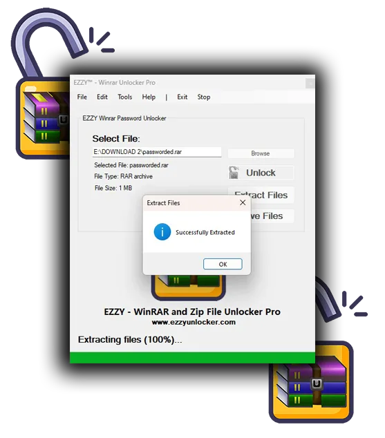 Zip Unlocker - Unlock Password Protected RAR & ZIP Files Easily